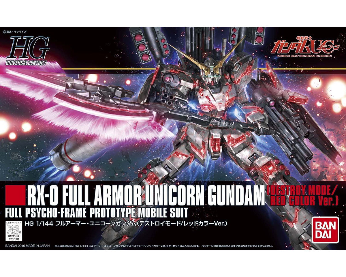 RX-0 Full Armor Unicorn Gundam Destroy Mode Red GUNPLA HGUC High Grade 1/144 