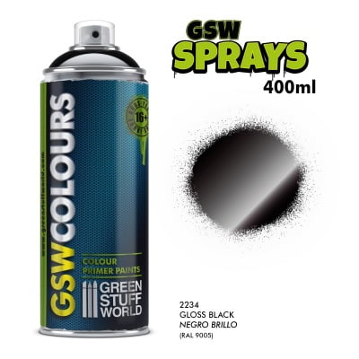 GSW SPRAY PRIMER COLOUR GLOSS BLACK 400ml