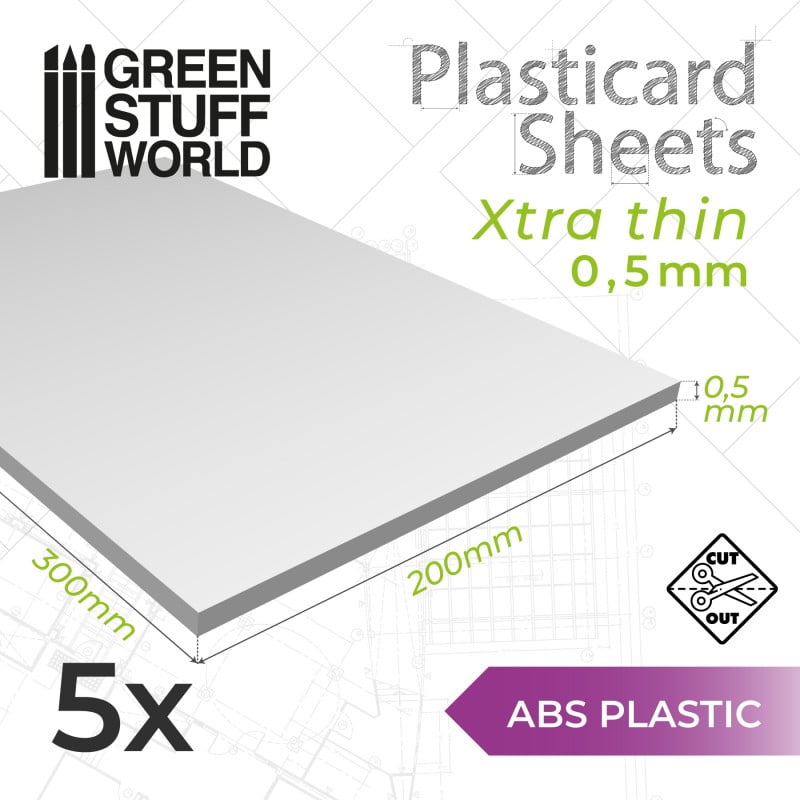 GSW : Plaque de Plasticard 0.5 mm - x5 Feuilles