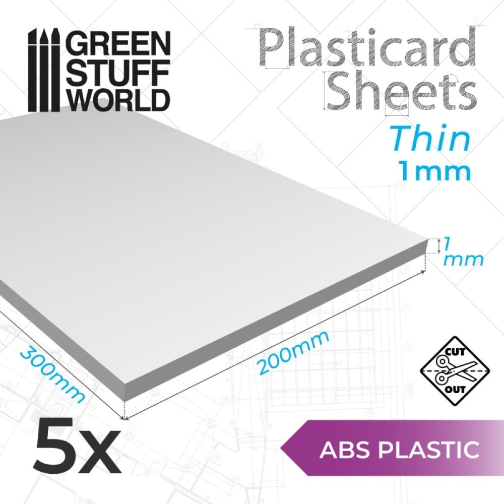 GSW : Plaque de Plasticard 1 mm - x5 Feuilles